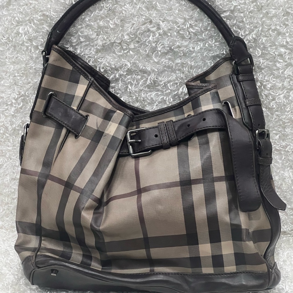 Burberry Walden Hobo Smoked Nova Check Bag
